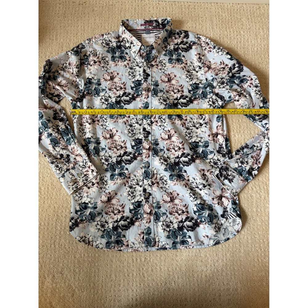 Denim & Flower Ricky Singh Button Down Shirt Medium Striped Floral Boho Preppy
